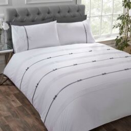 Rapport Home Clarissa Polycotton Duvet Cover Set With Pillowcase in White - Size: Single - thumbnail 1