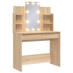 Berkfield Home Dressing Table with LED Lights Sonoma Oak 96x40x142 cm in Light Brown - Size: 96 x 40 x 142 cm - thumbnail 1