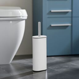 Showerdrape Fortuna 5L Soft Close Bathroom Pedal Bin & Toilet Brush Set in Satin Chrome in White - thumbnail 3