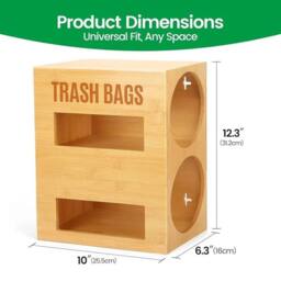 KORVIXA Bamboo Trash Bag Holder Wood 2 in 1 in Brown - Size: 500mm - thumbnail 2