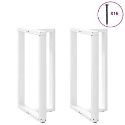 Berkfield Home Bar Table Legs T-Shaped¬†2 pcs White 60x35x(100-101) cm Steel - thumbnail 3