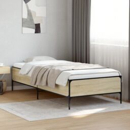 Berkfield Home Bed Frame without Mattress Sonoma Oak 90x190 cm Single in Brown - thumbnail 1