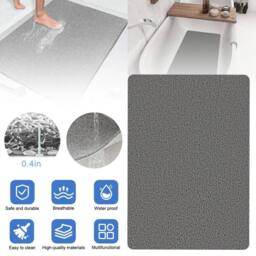 NESTLUNE Non Slip PVC Loofah Shower Mat Anti in Grey - Size: 180 cm width x 180 cm drop - thumbnail 3
