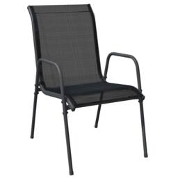Berkfield Home 7 Piece Garden Dining Set Black Steel & Textilene - thumbnail 3