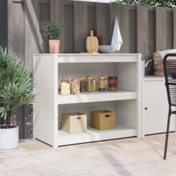 Berkfield Home Outdoor Kitchen Cabinet White 106x55x92 cm Solid Wood Pine - Size: 106 x 55 x 92 cm