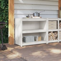 Berkfield Home Outdoor Kitchen Cabinet White 106x55x92 cm Solid Wood Pine - Size: 106 x 55 x 92 cm - thumbnail 4