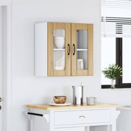 Berkfield Home Kitchen Wall Cabinet with Glass Door Lucca Artisan Oak Engineered Wood in Brown - thumbnail 3