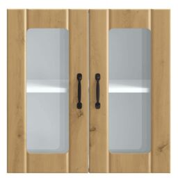 Berkfield Home Kitchen Wall Cabinet with Glass Door Lucca Artisan Oak Engineered Wood in Brown - thumbnail 6