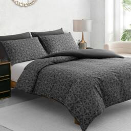 Grace Reversible Brushed Microfiber Duvet Cover Double Hypoallegenic in Charcoal - Size: King