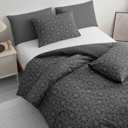 Grace Reversible Brushed Microfiber Duvet Cover Double Hypoallegenic in Charcoal - Size: King - thumbnail 5