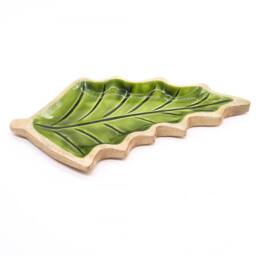 Serenityy Lost in the Forrest Enamel Leaf Wooden Bowl 33cm in Emerald - Size: 1 Pack - thumbnail 3