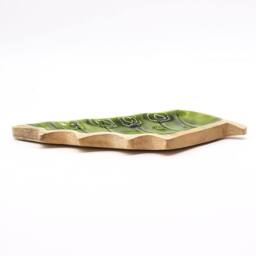 Serenityy Lost in the Forrest Enamel Leaf Wooden Bowl 33cm in Emerald - Size: 1 Pack