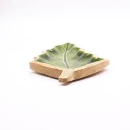 Serenityy Lost in the Forrest Enamel Leaf Wooden Bowl 33cm in Emerald - Size: 1 Pack - thumbnail 6