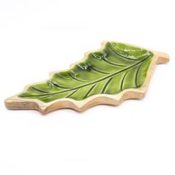 Serenityy Lost in the Forrest Enamel Leaf Wooden Bowl 33cm in Emerald - Size: 1 Pack - thumbnail 7