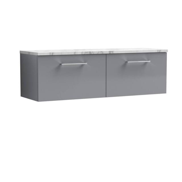 Balterley Level 1200mm Wall Hung 2 Drawer Unit & Laminate Worktop - Satin Grey - image 1