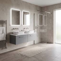 Balterley Level 1200mm Wall Hung 2 Drawer Unit & Laminate Worktop - Satin Grey - thumbnail 3