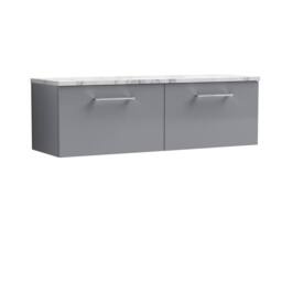 Balterley Level 1200mm Wall Hung 2 Drawer Unit & Laminate Worktop - Satin Grey