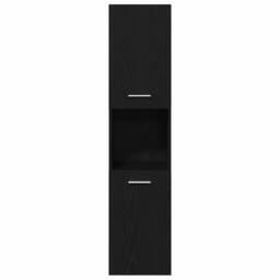 Berkfield Home Modern Black Oak Bathroom Wall Cabinet, 30x30x130 cm, Made from Wood - Size: 30 x 30 x 130 cm - thumbnail 7