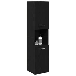 Berkfield Home Modern Black Oak Bathroom Wall Cabinet, 30x30x130 cm, Made from Wood - Size: 30 x 30 x 130 cm