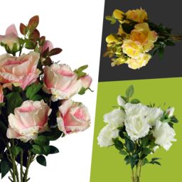 Pegdev Pack of 6 Yellow Rose Stems 80cm with 18 Artificial Flowers - thumbnail 4