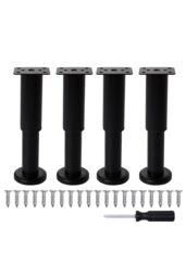 Living and Home 4 Pcs Adjustable Carbon Steel Heavy Duty Furniture Support Legs with Rubber Pads for Cabinet Sofa (12-18cm) in Black - thumbnail 3