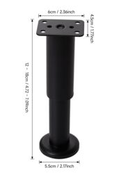 Living and Home 4 Pcs Adjustable Carbon Steel Heavy Duty Furniture Support Legs with Rubber Pads for Cabinet Sofa (12-18cm) in Black - thumbnail 6