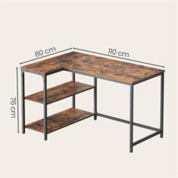 Nordara L Shaped Corner Desk Computer Gaming Desk with Storage Brown - Size: 1000ml - thumbnail 2