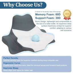KORVIXA Orthopedic Neck Pillow with Ice Silk Pillowcase in Grey - Size: Single - thumbnail 4