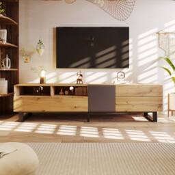 BTM Modern color TV cabinet, TV stand with wood grain finish 180cm in Natural