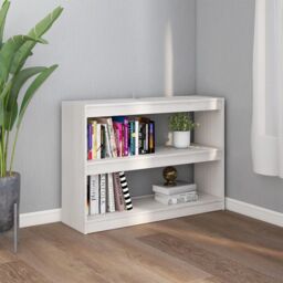 Berkfield Home Book Cabinet Room Divider White 100x30x71.5 cm Pinewood - thumbnail 3