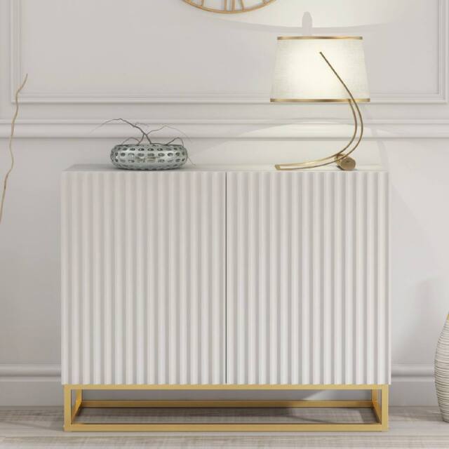 Mex Furniture LTD Sideboard Ripple 100cm - White with Fluted Doors - image 1
