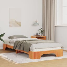 Berkfield Home Floor Bed Frame with Storage Brown 100 x 220 cm Wood - thumbnail 1