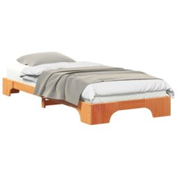 Berkfield Home Floor Bed Frame with Storage Brown 100 x 220 cm Wood - thumbnail 3
