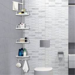 Nordara 4 Tier Non Rust Bathroom Telescopic Corner Shelf Shower Organiser UK in White - thumbnail 4