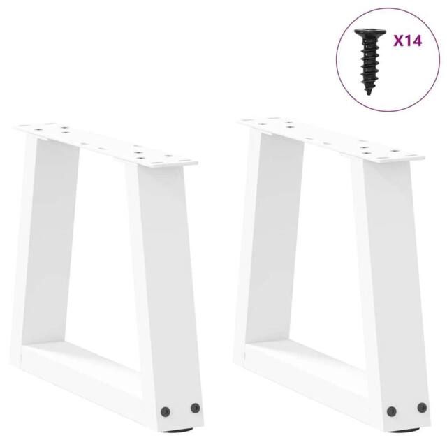 Berkfield Home Modern Dining Table Legs V-Shape 2 pcs White 40x(30-31.3) cm Steel - image 1