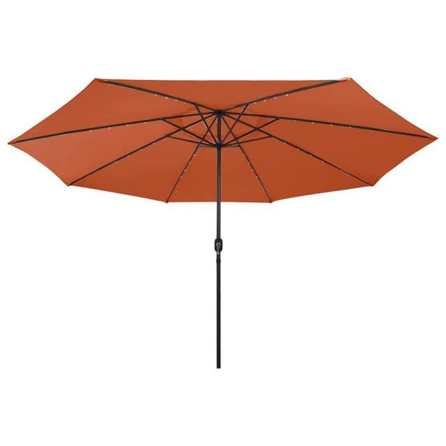 Berkfield Home Outdoor Parasol with LED Lights & Metal Pole 400 cm Terracotta - image 1