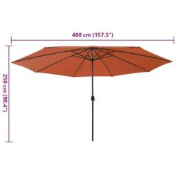Berkfield Home Outdoor Parasol with LED Lights & Metal Pole 400 cm Terracotta - thumbnail 7
