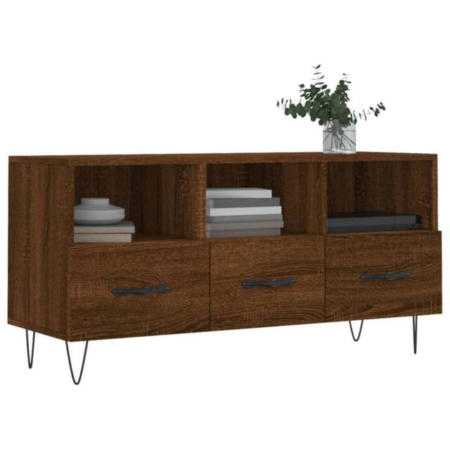 Berkfield Home TV Cabinet Brown Oak 102x36x50 cm Engineered Wood - Size: 102 x 36 x 50 cm - image 1