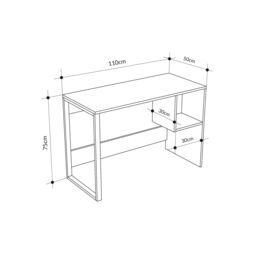 Decortie Model-4' 110cm Computer Desk with Metal Leg Office Gaming Work Table with Shelf in Natural - Size: 1 Pack - thumbnail 5