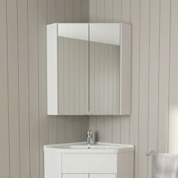 Balterley Wall Hung Corner Mirror Cabinet Gloss White - thumbnail 8
