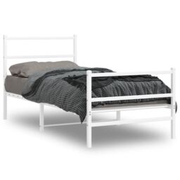 Berkfield Home Metal Bed Frame without Mattress with Footboard¬†White 90x190cm in White - Size: 90x190 cm - thumbnail 1