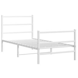 Berkfield Home Metal Bed Frame without Mattress with Footboard¬†White 90x190cm in White - Size: 90x190 cm - thumbnail 2