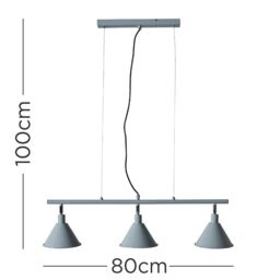 ValueLights Brisner 3 Way Grey Ceiling Light Low Hanging Pendant - thumbnail 4