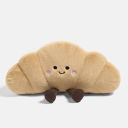 OHS Sweetie Pie Croissant Filled Novelty Scatter Cushion Fleece Toy Gift in Light Brown - thumbnail 3