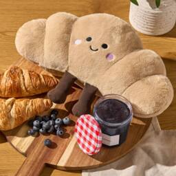 OHS Sweetie Pie Croissant Filled Novelty Scatter Cushion Fleece Toy Gift in Light Brown - thumbnail 2