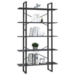 Berkfield Home Modern 5-Tier Book Cabinet Grey 100x30x175 cm Pinewood - Size: 100 x 30 x 175 cm - thumbnail 1