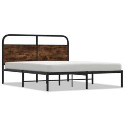 Berkfield Home Bed Frame Without Mattress 150x200 cm King Size Smoked Oak Wood in Brown - thumbnail 1