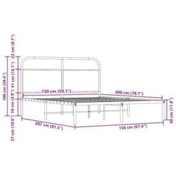 Berkfield Home Bed Frame Without Mattress 150x200 cm King Size Smoked Oak Wood in Brown - thumbnail 9