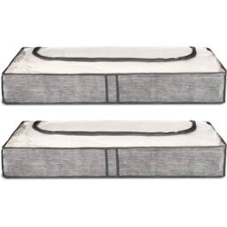 Nordara 2 Pack Grey Linen Underbed Storage Bags With Window - thumbnail 1