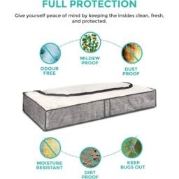 Nordara 2 Pack Grey Linen Underbed Storage Bags With Window - thumbnail 4